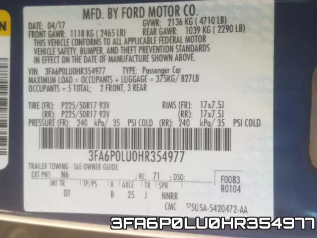 3FA6P0LU0HR354977 фото 2