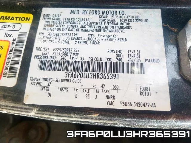 3FA6P0LU3HR365391 фото 2