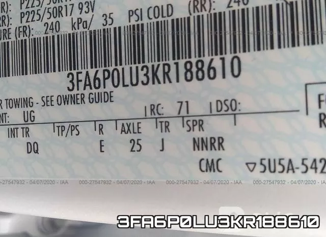 3FA6P0LU3KR188610 фото 10