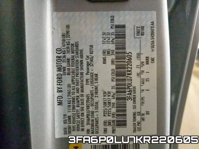 3FA6P0LU7KR220605 фото 2