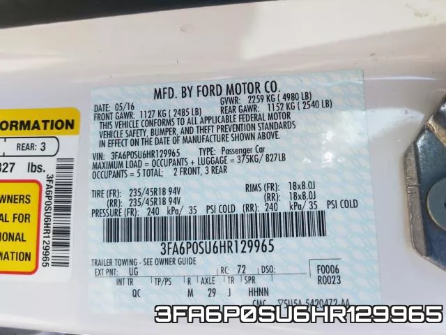 3FA6P0SU6HR129965 фото 2