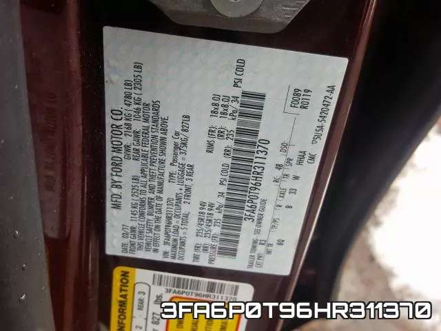 3FA6P0T96HR311370 фото 2