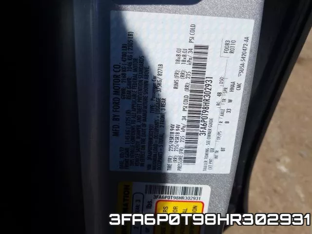 3FA6P0T98HR302931 фото 2