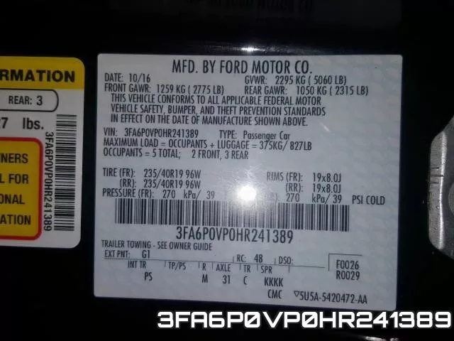 3FA6P0VP0HR241389 фото 2