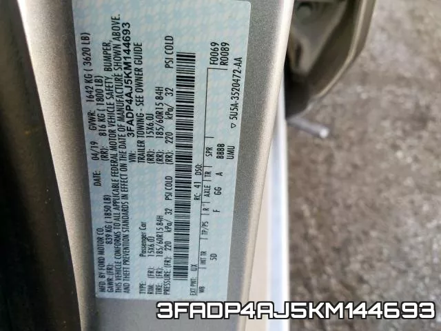 3FADP4AJ5KM144693 фото 2