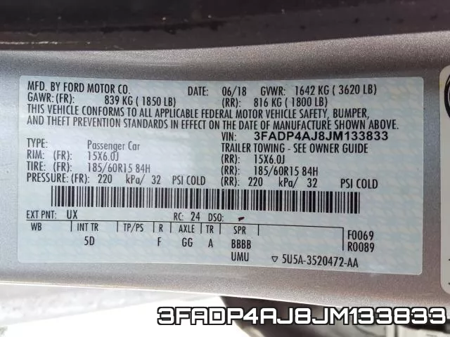 3FADP4AJ8JM133833 фото 2