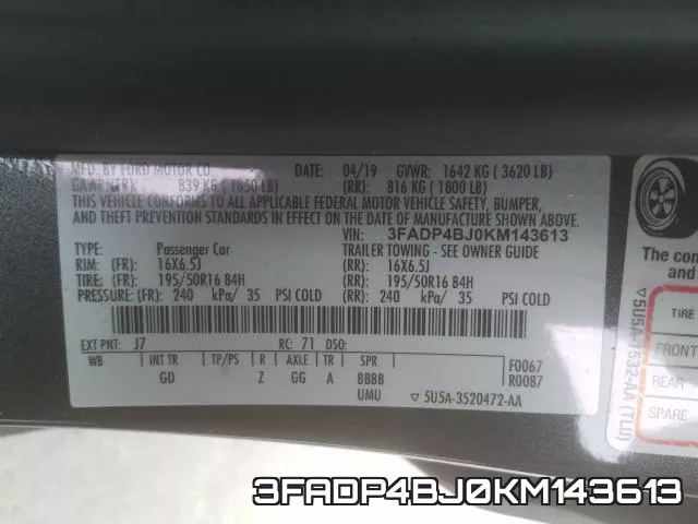 3FADP4BJ0KM143613 фото 2