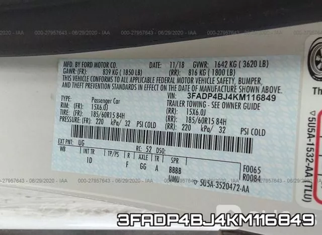 3FADP4BJ4KM116849 фото 10
