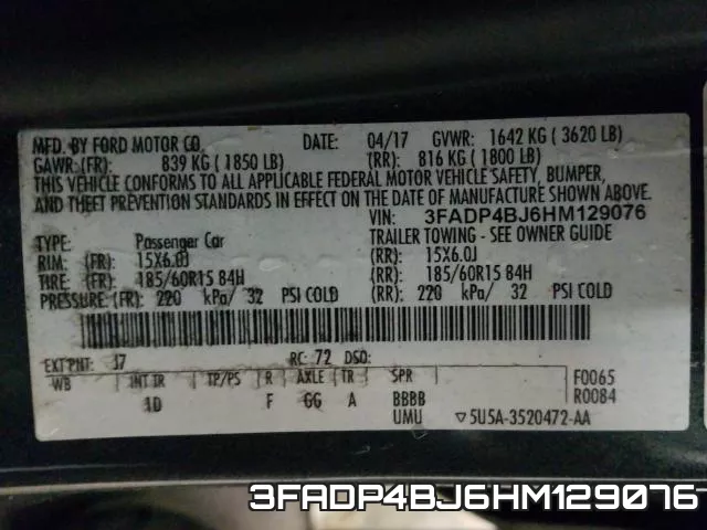 3FADP4BJ6HM129076 фото 2