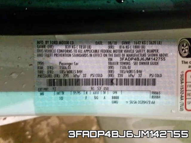 3FADP4BJ6JM142755 фото 2