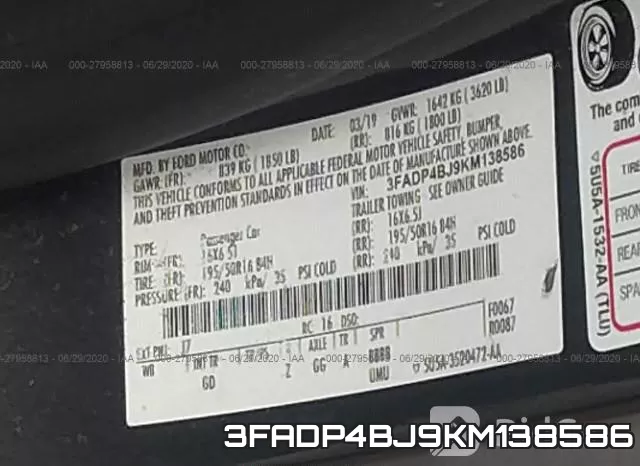 3FADP4BJ9KM138586 фото 10