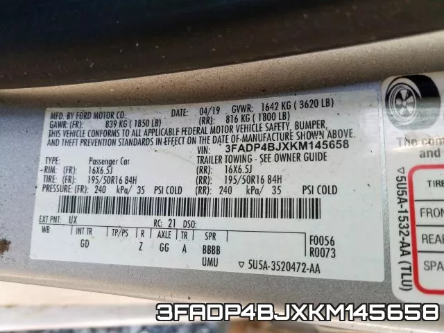 3FADP4BJXKM145658 фото 2