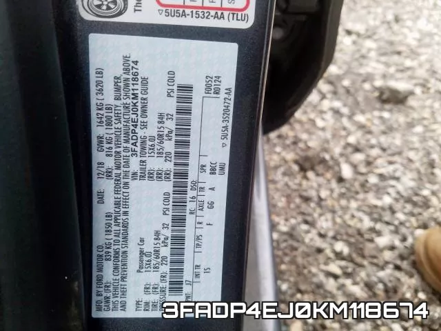3FADP4EJ0KM118674 фото 2