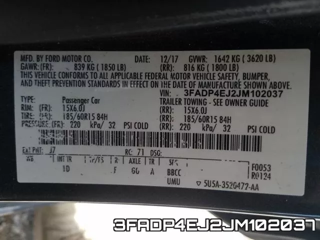 3FADP4EJ2JM102037 фото 2