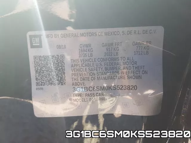 3G1BC6SM0KS523820 фото 2