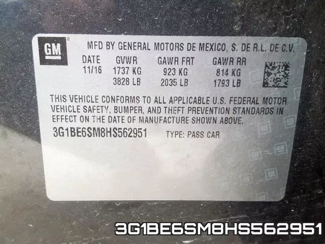 3G1BE6SM8HS562951 фото 2