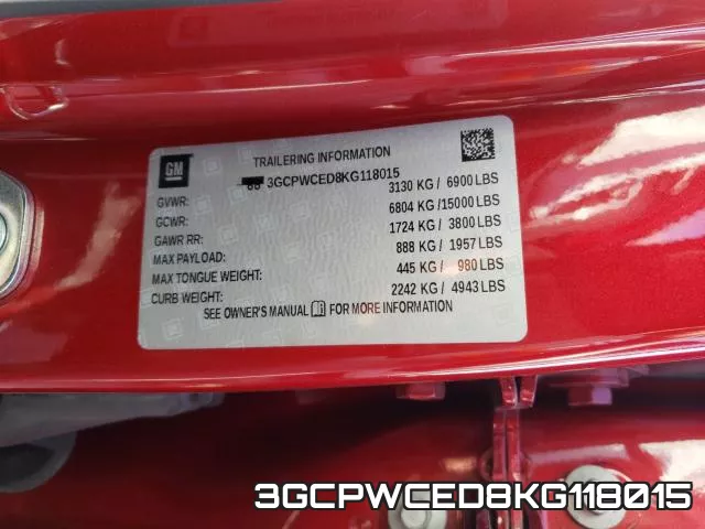 3GCPWCED8KG118015 фото 2