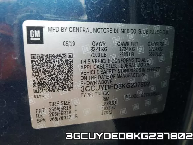 3GCUYDED8KG237802 фото 2