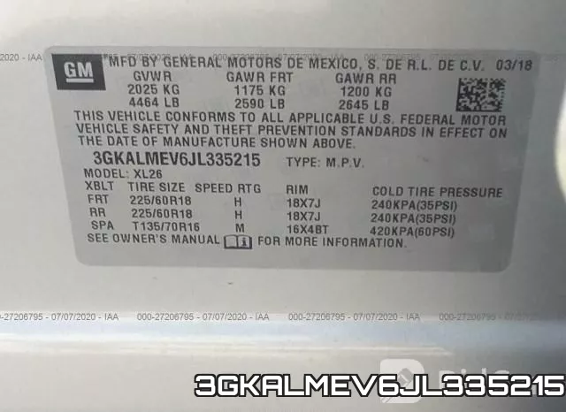 3GKALMEV6JL335215 фото 10