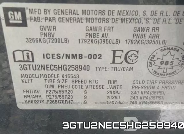 3GTU2NEC5HG258940 фото 10