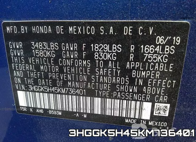 3HGGK5H45KM736401 фото 10
