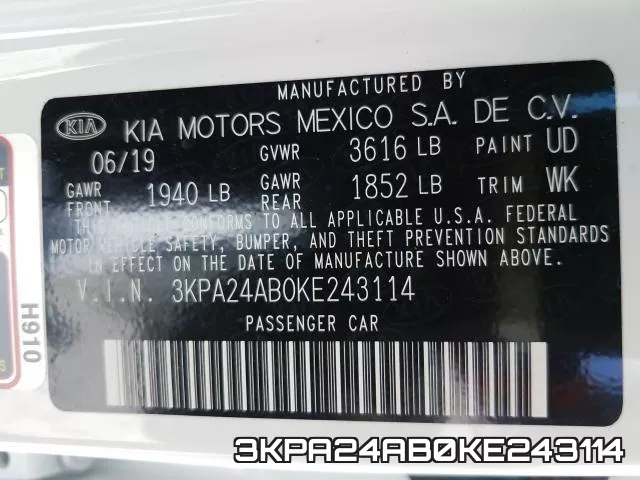 3KPA24AB0KE243114 фото 2