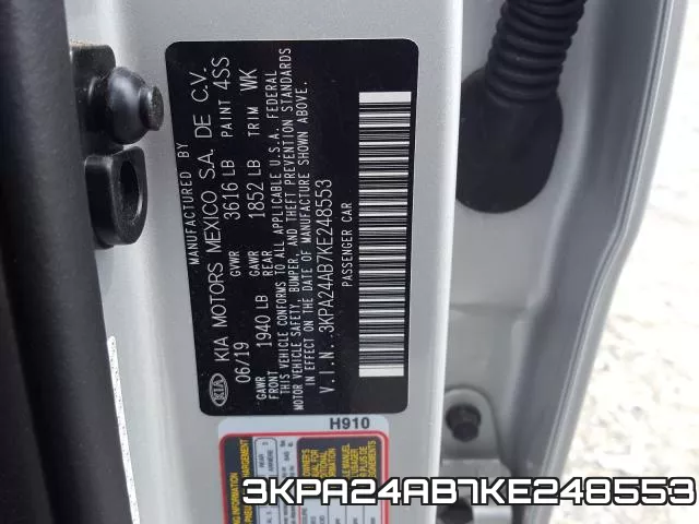 3KPA24AB7KE248553 фото 2