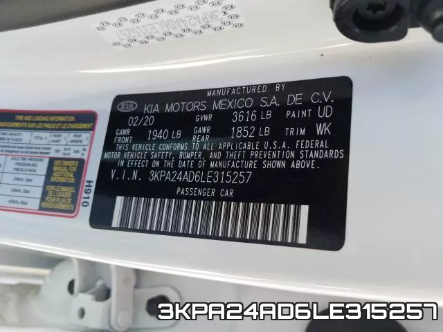 3KPA24AD6LE315257 фото 2