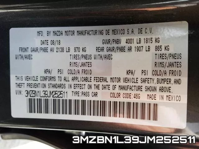 3MZBN1L39JM252511 фото 2