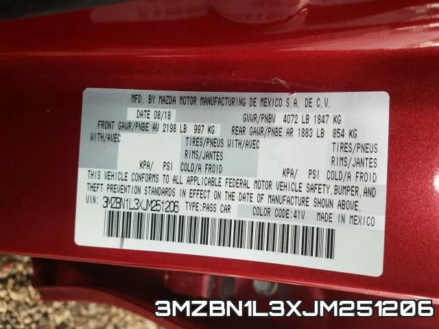 3MZBN1L3XJM251206 фото 2