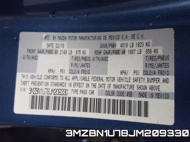 3MZBN1U78JM209330 фото 2