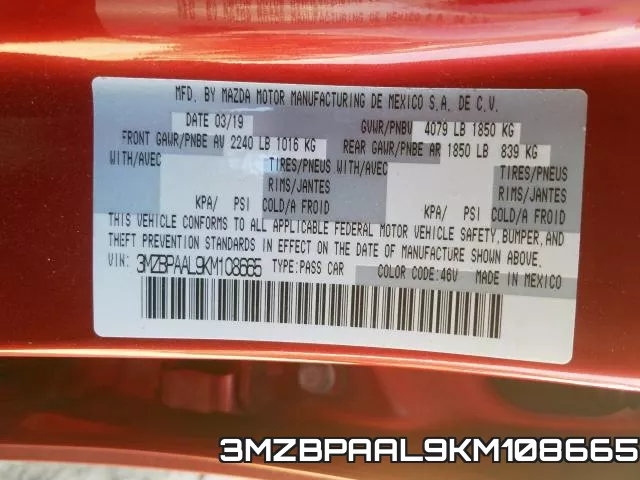 3MZBPAAL9KM108665 фото 2