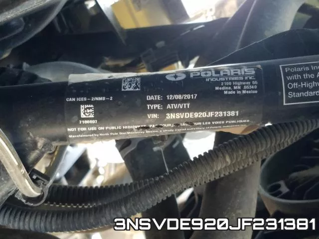 3NSVDE920JF231381 фото 2