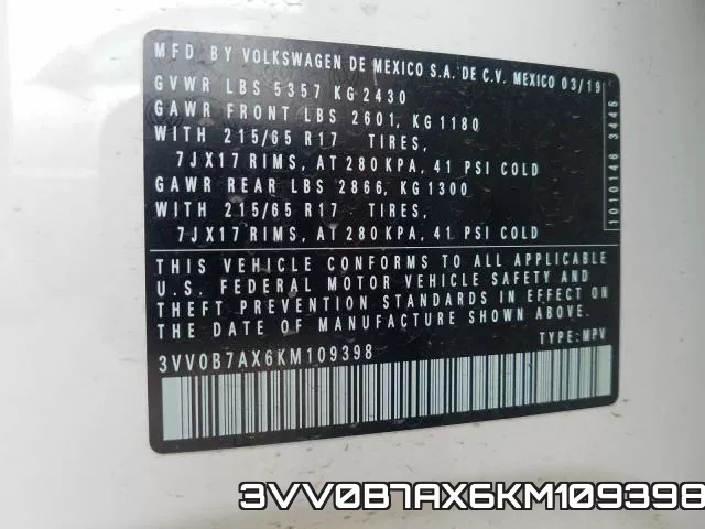 3VV0B7AX6KM109398 фото 2
