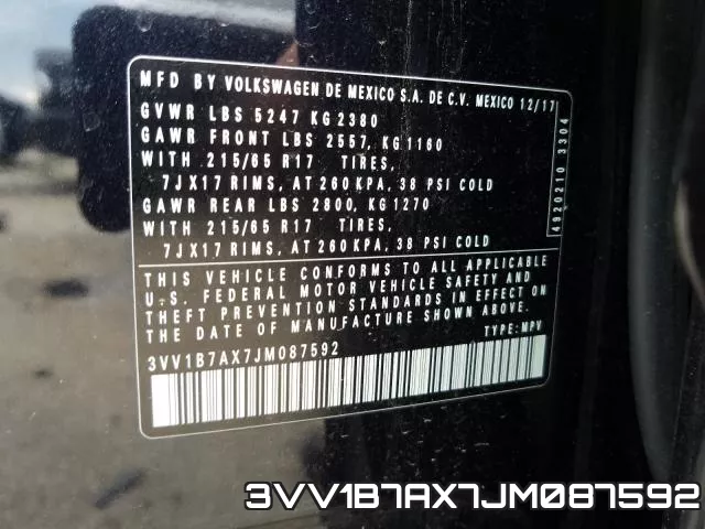 3VV1B7AX7JM087592 фото 2