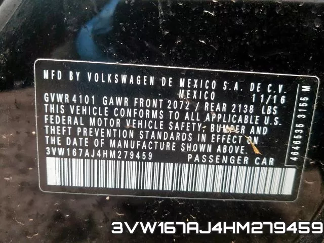 3VW167AJ4HM279459 фото 2