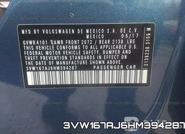 3VW167AJ6HM394287 фото 10