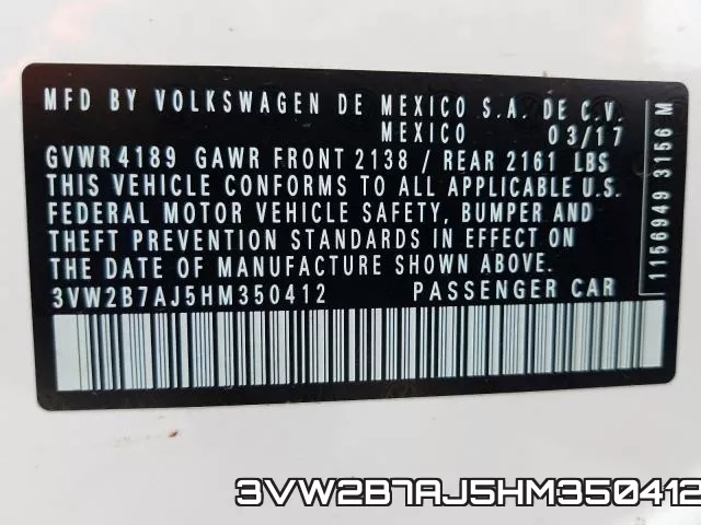 3VW2B7AJ5HM350412 фото 2