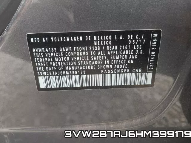 3VW2B7AJ6HM399179 фото 2