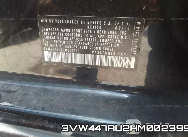 3VW447AU2HM002399 фото 10