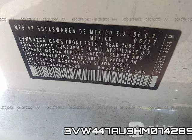 3VW447AU3HM074289 фото 10