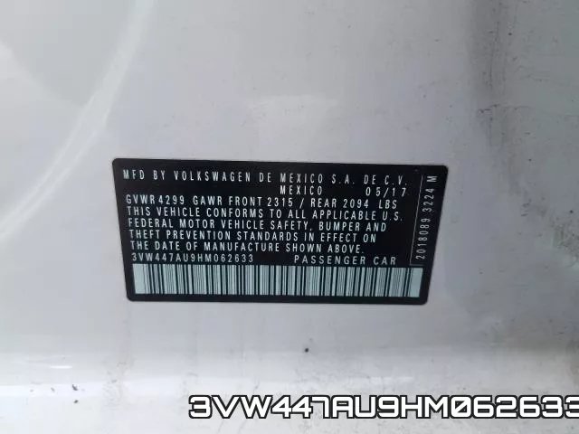 3VW447AU9HM062633 фото 2