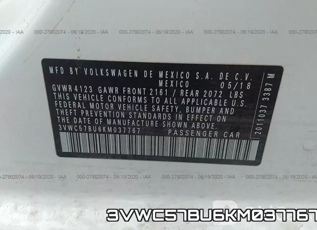 3VWC57BU6KM037767 фото 10