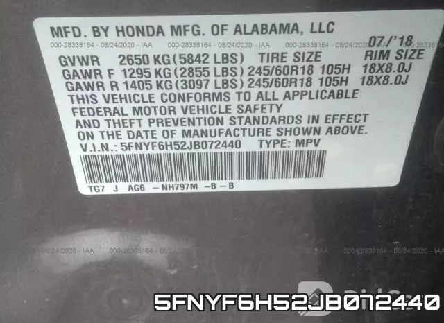 5FNYF6H52JB072440 фото 10