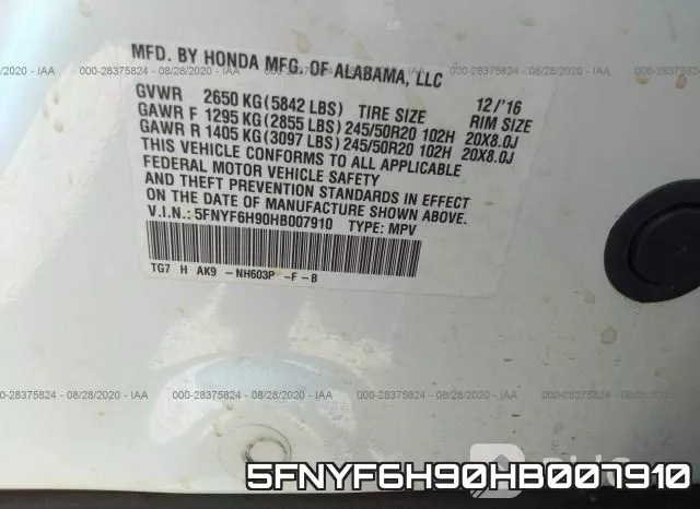 5FNYF6H90HB007910 фото 10