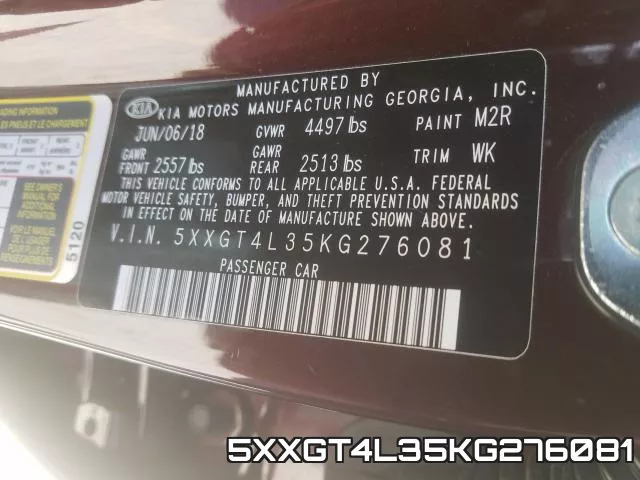5XXGT4L35KG276081 фото 2