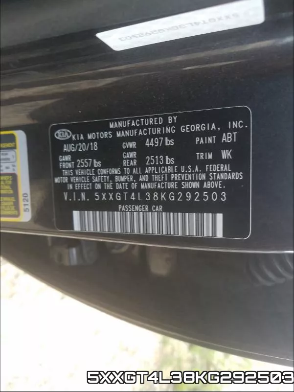 5XXGT4L38KG292503 фото 2