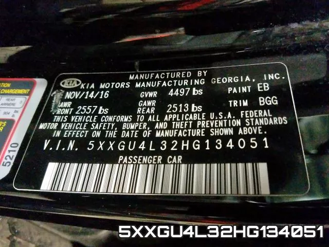 5XXGU4L32HG134051 фото 2