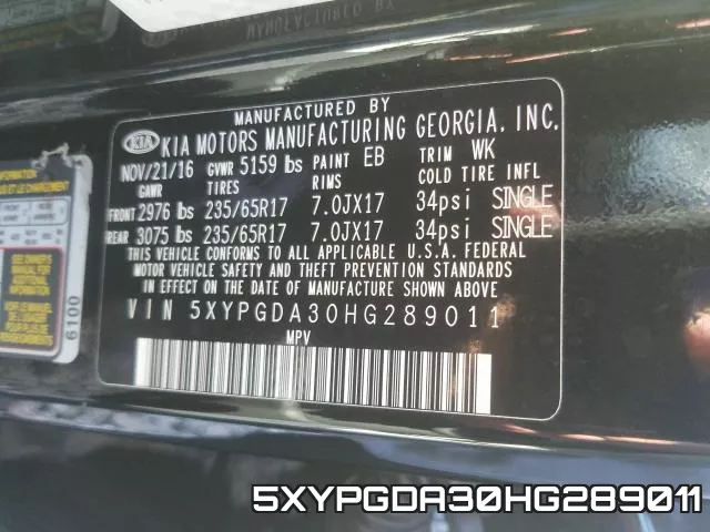 5XYPGDA30HG289011 фото 2