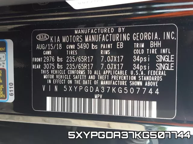 5XYPGDA37KG507744 фото 2